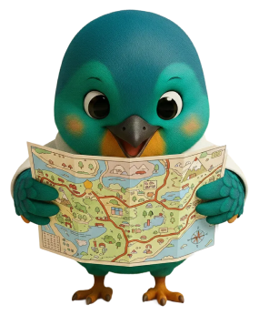 Agus mascota de St. Austin con un mapa